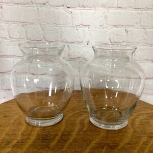 Pair of Matching Clear Glass Vases